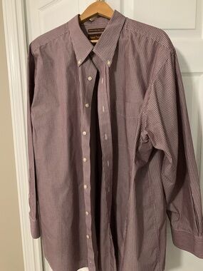 Oak Hill Men's Burgundy Micro-Stripe Dress Shirt